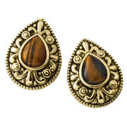Tiger Eye Gold Plated Earrings