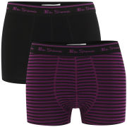 Ben Sherman Men's 2-Pack Boxers - Black/Black and Purple Stripe