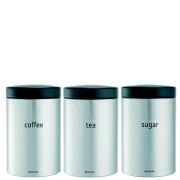 Brabantia 3 Piece Tea/Coffee/Sugar Fingerprint Proof Canister Set - Matt Steel