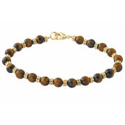 Gold Plated Genuine Tiger Eye Beaded Bracelet