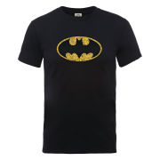 DC Comics Men's T-Shirt Batman Crackle Logo - Black