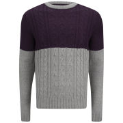 Soul Star Men's Pepper Sync Colour Block Knit Jumper - Light Grey Marl