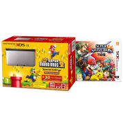 Nintendo 3DS XL Silver and Black Console - Includes New Super Mario Bros 2 & Super Smash Bros.
