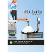 Brabantia PerfectFit Bags 23-30 Litre [G], Dispenser Pack of 40 Bags - White