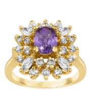 Amethyst Gold Plated Ring With Diamond Style Stones