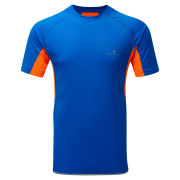 RonHill Men's Advance Short Sleeve Running T-Shirt - Electric Blue/Orange