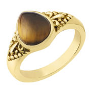 Gold Plated Pear Shaped Tiger Eye Ring