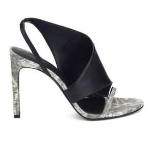 Alexander Wang Women's Benoit Sling Back Heeled Leather Sandals - Black and White Lizard: Image 01