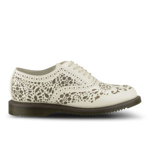 Dr. Martens Women's Kensington Aila Skull Etched 5-Eye Leather Shoes - Off White