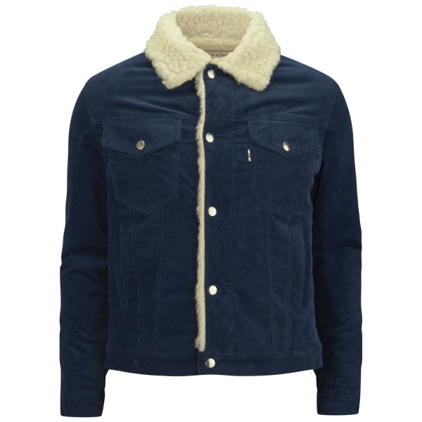 Maison KitsunÃ© Men's Corduroy Trucker Jacket - Petrol Blue - Free UK Delivery over Â£50