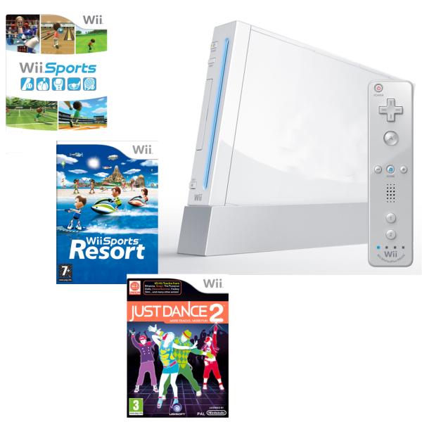 Nintendo Wii Console (White) Bundle (Including Wii Sports Resort and