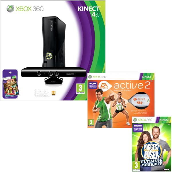 Xbox 360 4gb Bundle Includes Kinect Kinect Adventures Ea Active And 