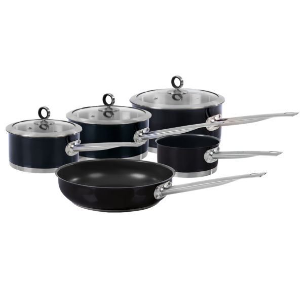 Morphy Richards Accents 5 Piece Pan Set - Black: Image 01