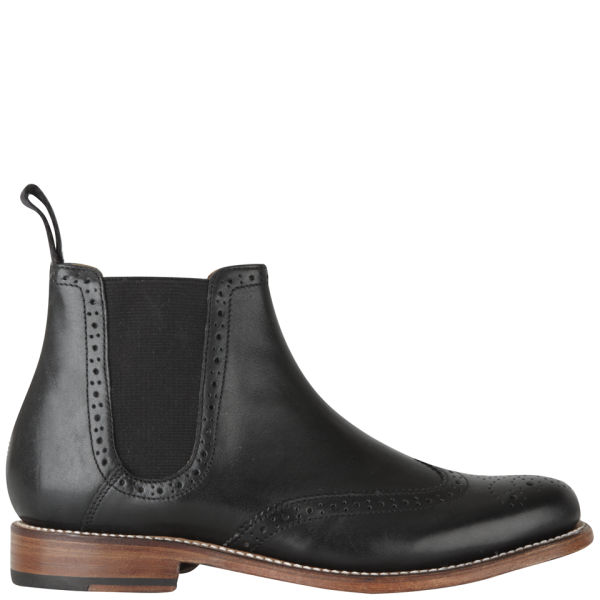 womens black leather brogue chelsea boots