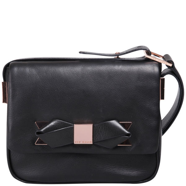 Ted Baker Asar Leather Metal Bow Cross Body Bag Black