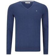 J.Lindeberg Men's Melvin Fine-Cotton V-Neck Knitted Jumper - Ink Blue