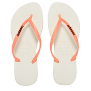 Havaianas Women's Slim Logo Flip Flops - White/Coral