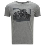REPLAY Men's Motorbike Print T-Shirt - Grey Melange