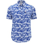 Original Penguin Men's Tiki Short Sleeve Check Shirt - Marazine Blue