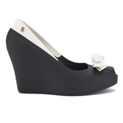 Melissa Women's Queen Peep Toe Wedges - Black White