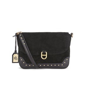 Lauren Ralph Lauren Studded Suede Messenger Bag - Black