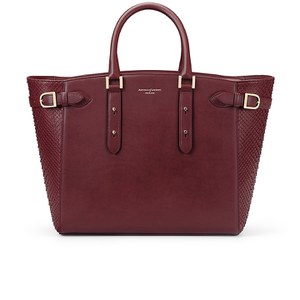 Aspinal of London Marylebone Tote Bag - Burgundy Python