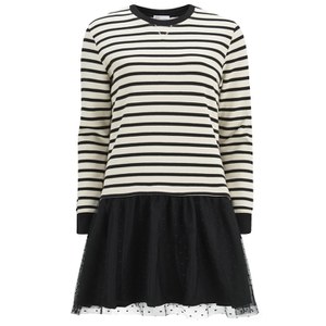 REDValentino Women's Striped Long Sleeve Dress - Black/White