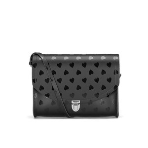 The Cambridge Satchel Company Women's Heart Print Large Push Lock Crossbody Bag - Black