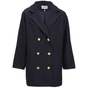 Ganni Womens Malin Wool Jacket - Dress Blues