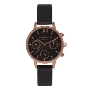 Olivia Burton Women's Midi Chrono Detail Watch - Black/Rose Gold