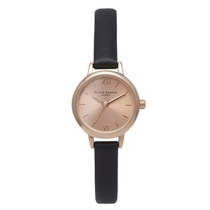 Olivia Burton Women's Mini Dial Watch - Black/Rose Gold