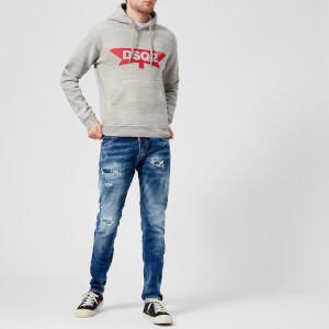 dsquared2 men"s dsq2 logo dan fit hoody - grey melange