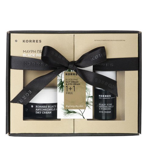 Korres Black Pine 1+1 Set - Eye Cream (15ml) and Day Cream for Dry Skin (40ml) (Worth £75.00)