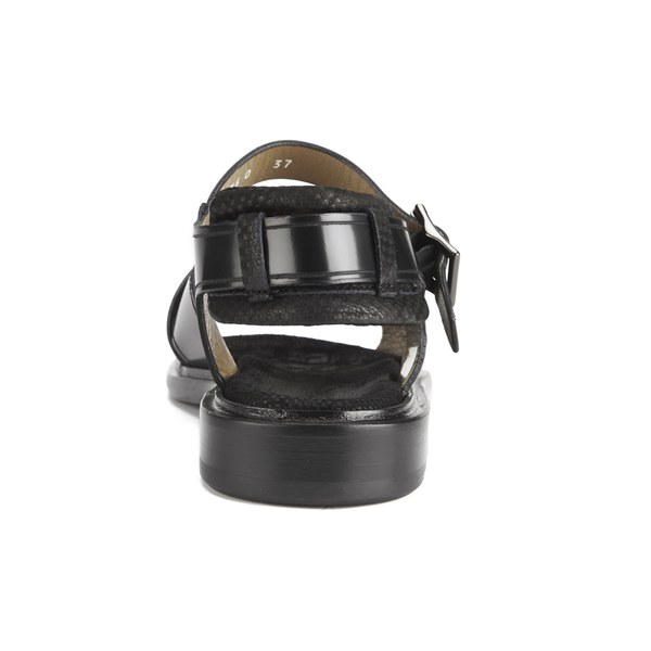 Paul Smith Shoes Women's Hawkers Leather Flat Sandals - Nero Amalfi