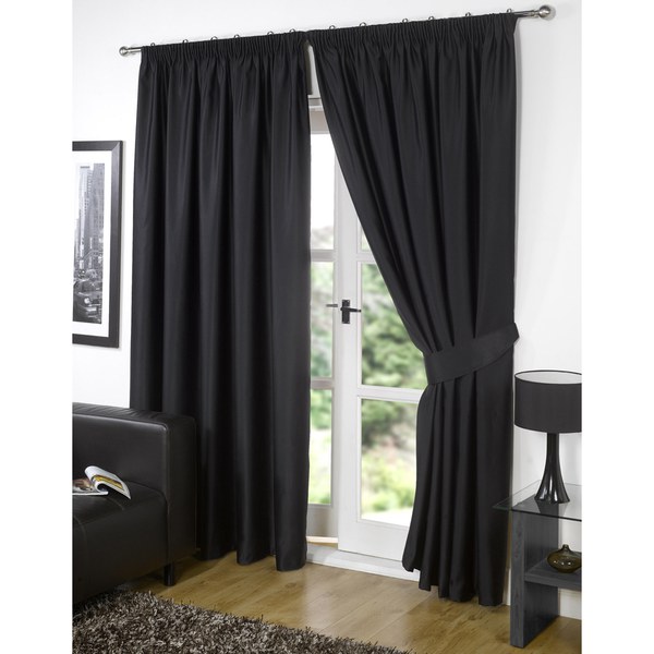 Dreamscene Blackout Pencil Pleat Curtains Black Iwoot