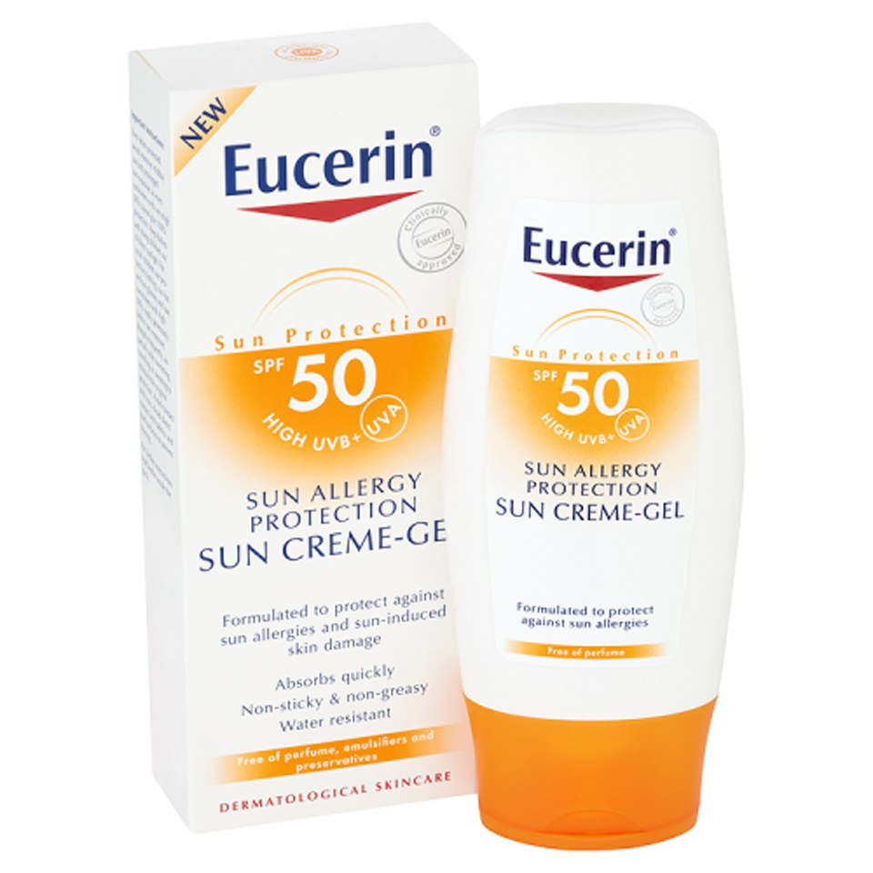 EucerinÂ® Sun Protection Sun Allergy Protection Sun Creme-Gel 50 High (150ml) - FREE Delivery
