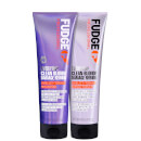 Fudge Professional Clean Blonde Everyday Violet Damage Rewind Purple Shampoo and Conditioner Duo Fudge Professional Clean Blonde Everyday Violet Damage Rewind Purple Shampoo and Conditioner Duo