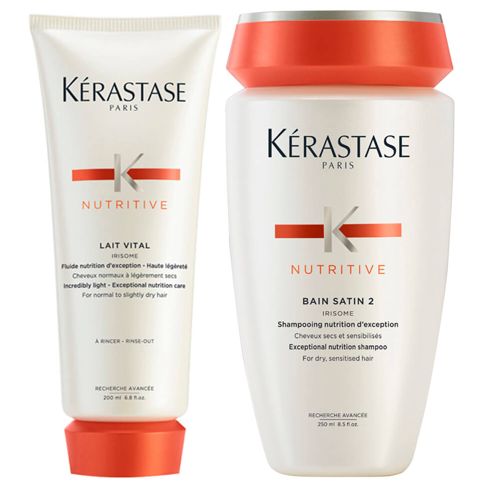 Kerastase Nutritive Bain Satin 2 250ml Nutritive Lait Vital 200ml Gratis Lieferservice Weltweit Saçı nazikçe temizler, kuru saç yapısını besler. kerastase nutritive bain satin 2 250ml nutritive lait vital 200ml