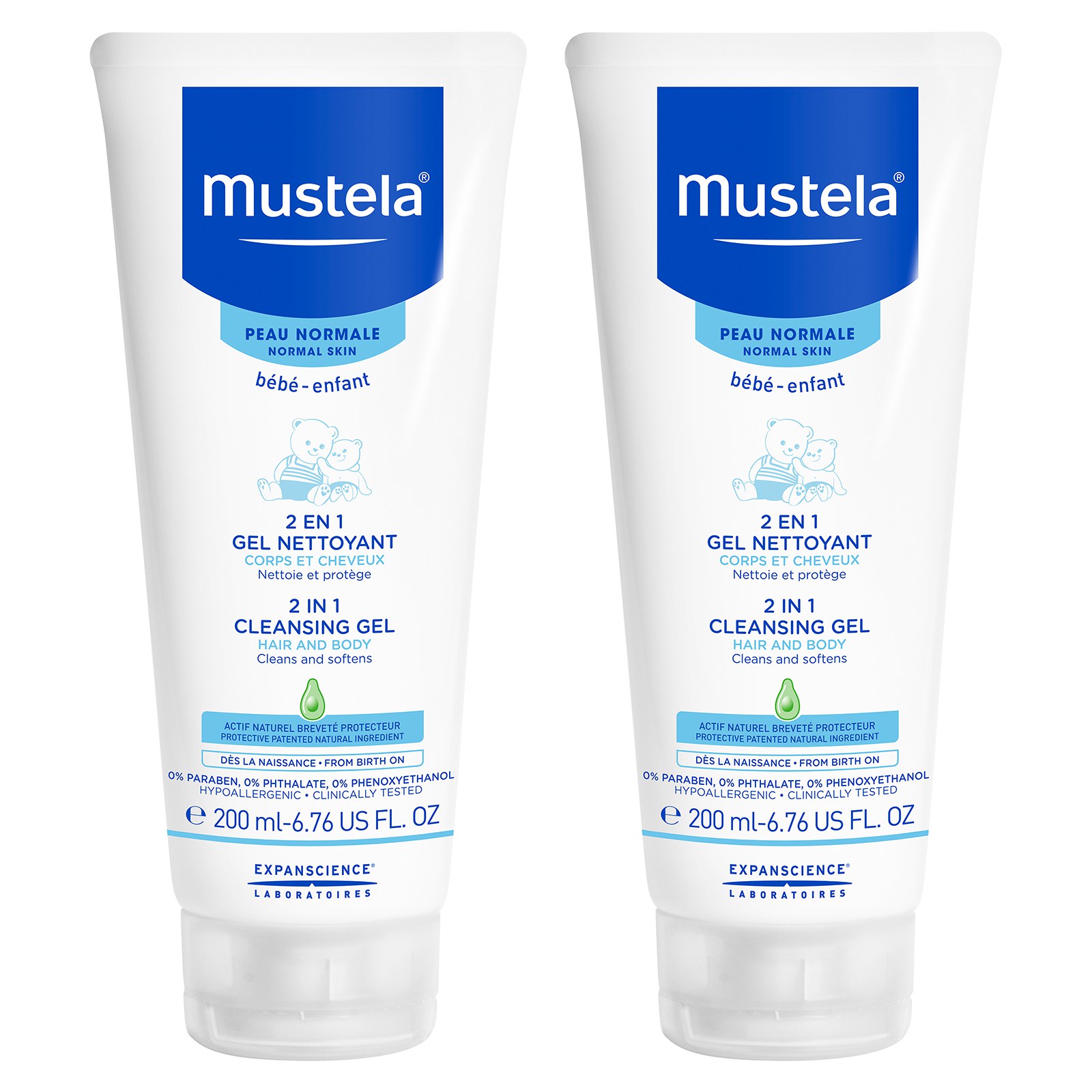 mustela 2 in 1 hair & body shampoo