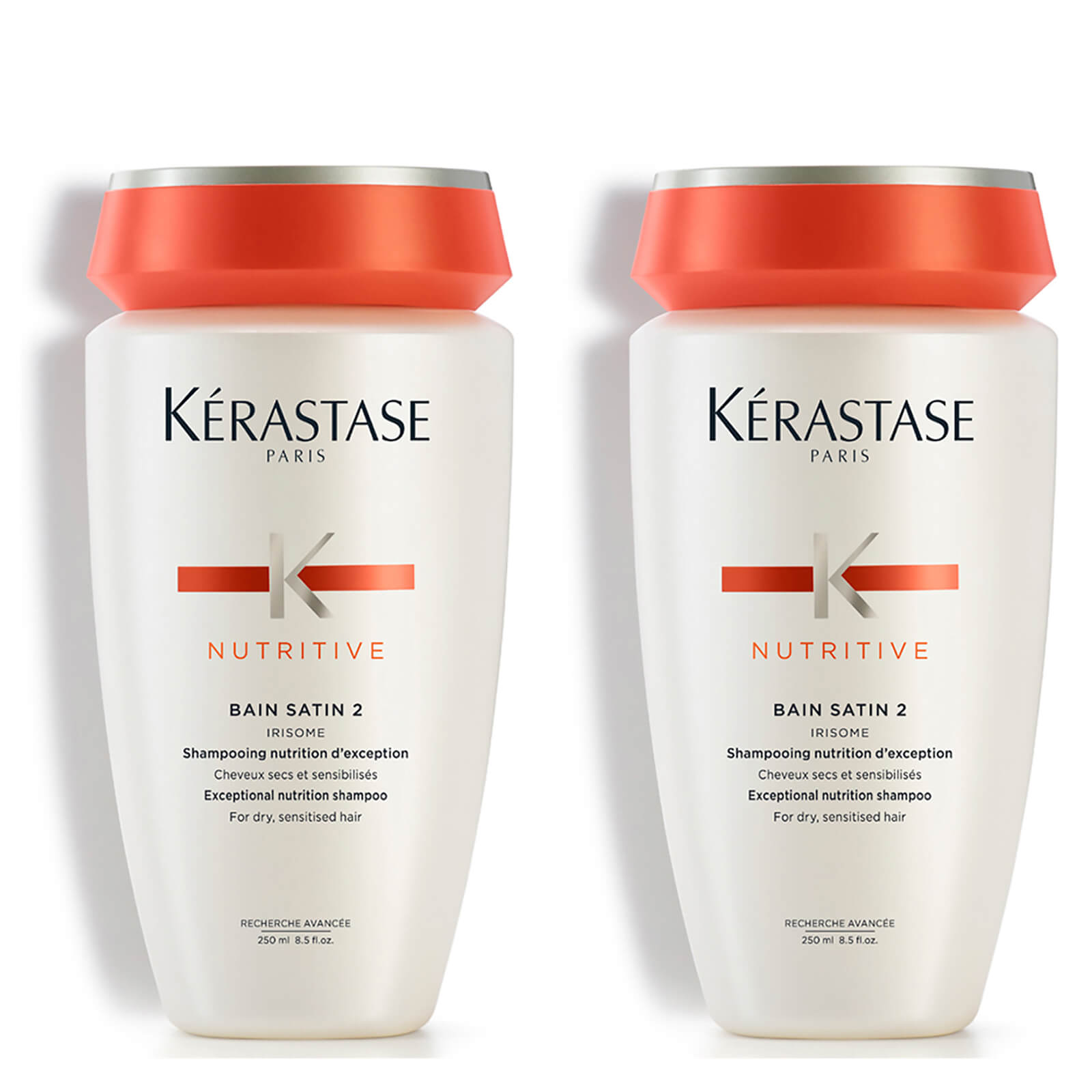 Kerastase Nutritive Bain Satin 2 250 Ml Duo Gratis Lieferservice Weltweit Infused with an irisome complex and glucose proteins, the shampoo gently cleanses hair whilst replenishing fibres from root to tip; lookfantastic