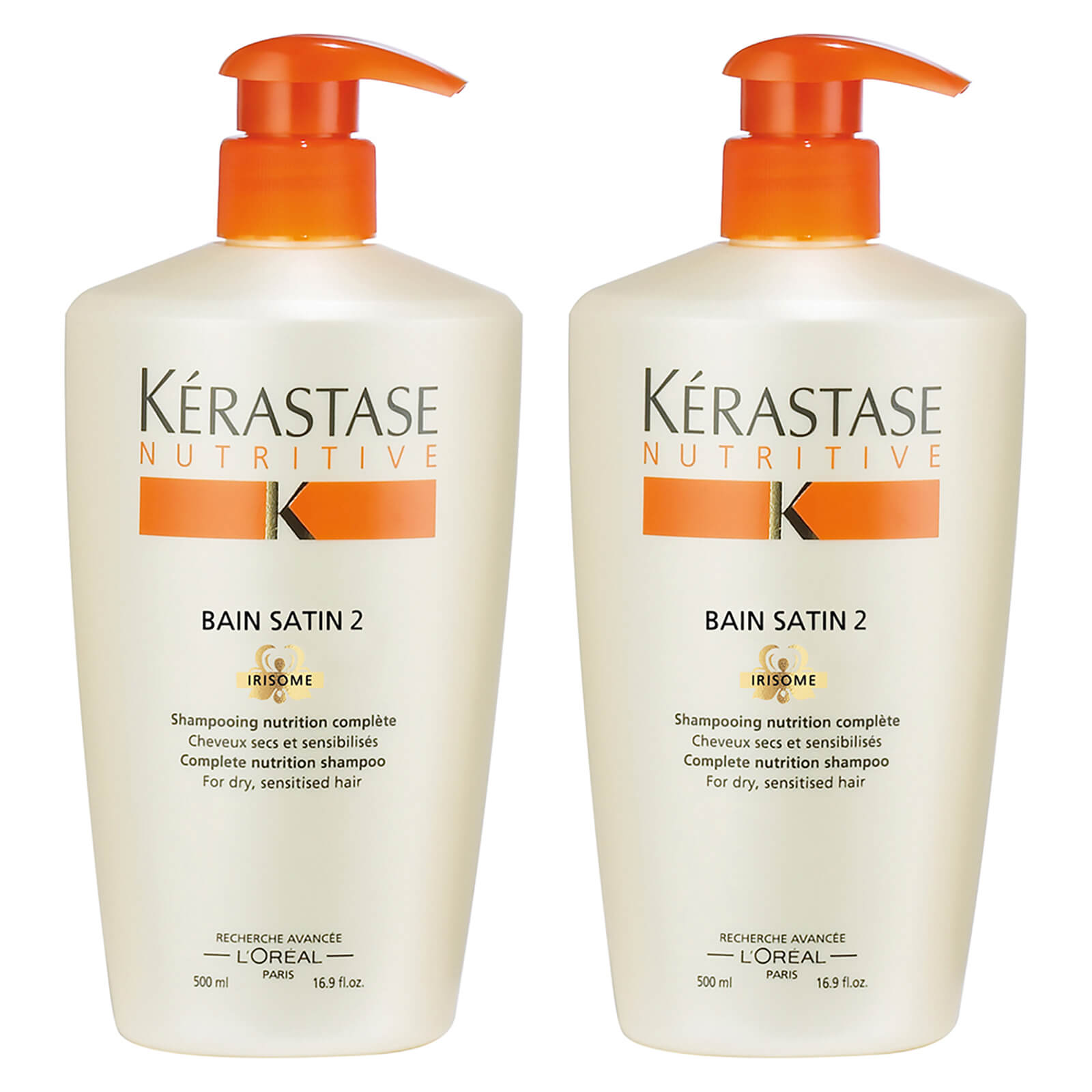 Kerastase Nutritive Bain Satin 2 Shampoo 500ml Duo Buy Online Mankind The formula complements hair's natural oil and cleans. kerastase nutritive bain satin 2 shampoo 500ml duo