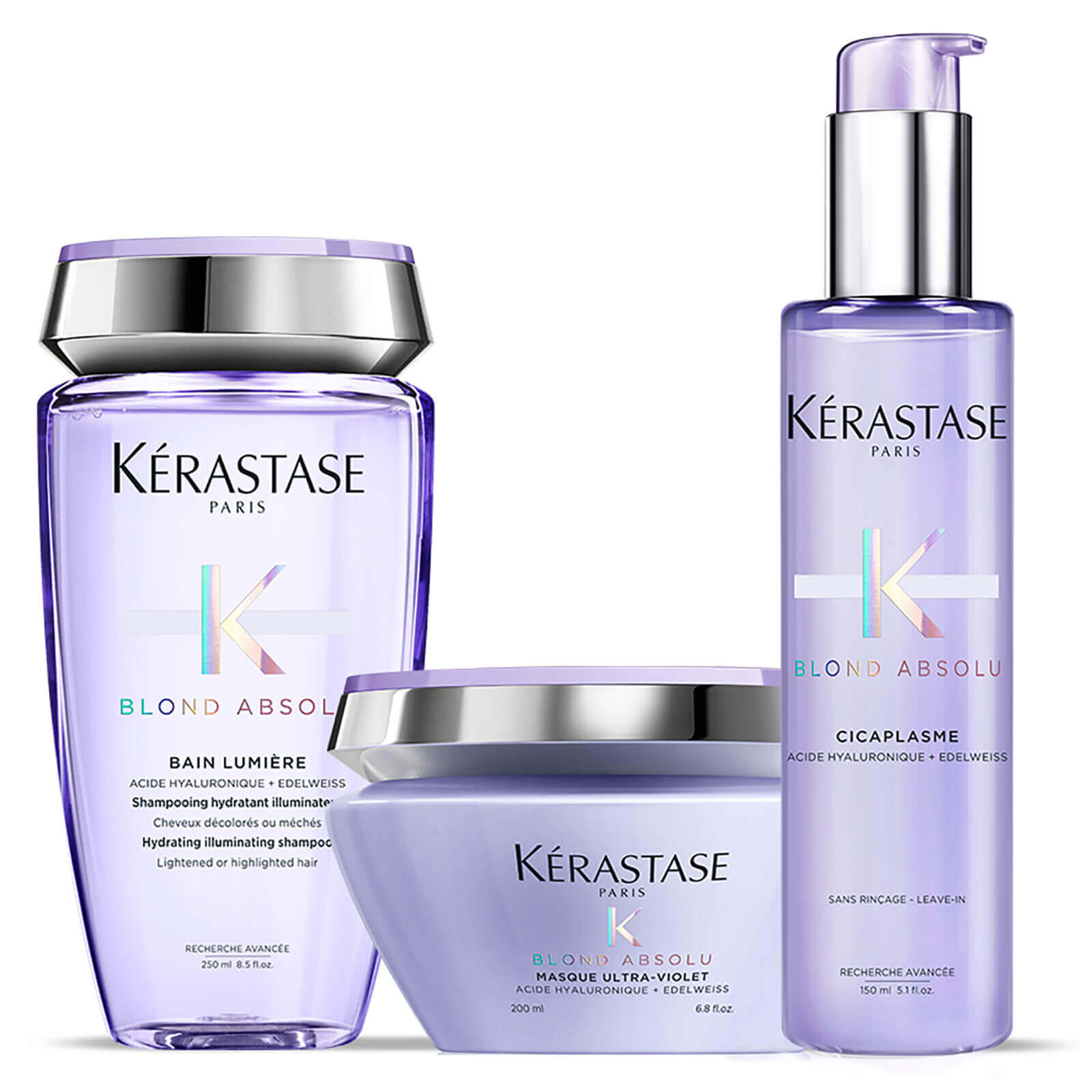Kerastase Blond Absolu Bain Lumiere Shampoo Treatment And Masque Trio Lookfantastic Restauração profunda da fibra e neutralização intensa da cor. kerastase blond absolu bain lumiere shampoo treatment and masque trio