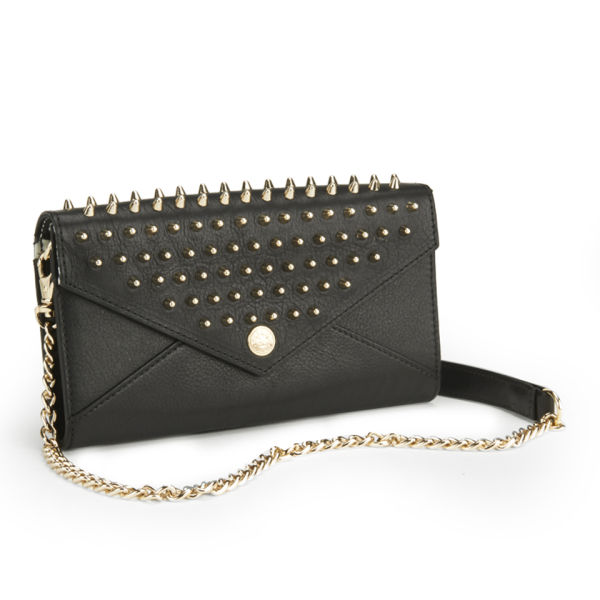 Rebecca Minkoff Leather Wallet on a Chain with Studs - Black - Free UK ...