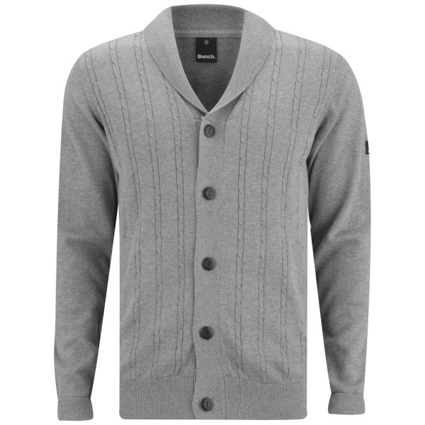 Bench Men's Klunk Cable Knitted Cardigan - Grey Marl Mens Clothing ...