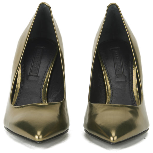 BOSS Hugo Boss Women's Lia Leather Heeled Court Shoes - Gold - Free UK ...