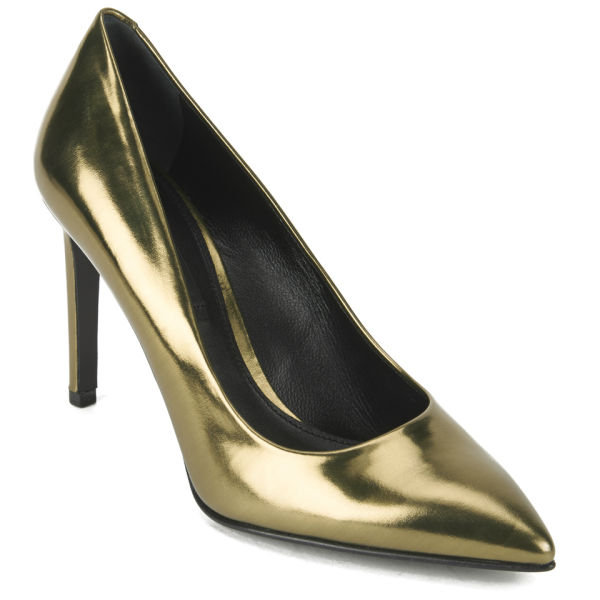 BOSS Hugo Boss Women's Lia Leather Heeled Court Shoes - Gold - Free UK ...