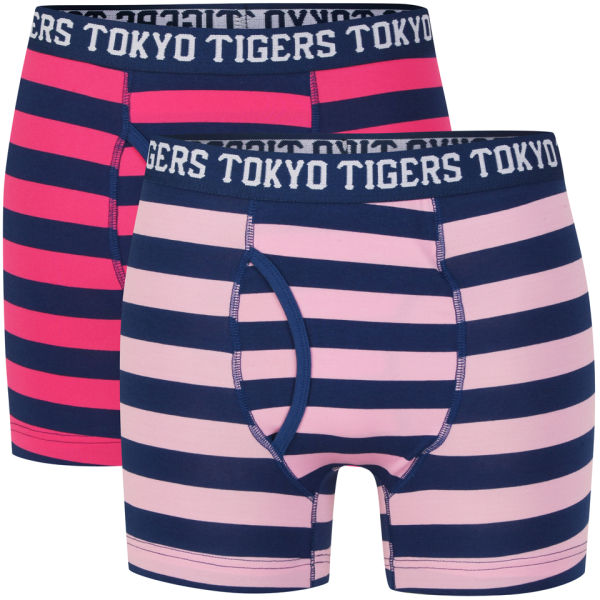 Tokyo Tigers Men's 2Pack Boxers Pink Striped Mens Underwear