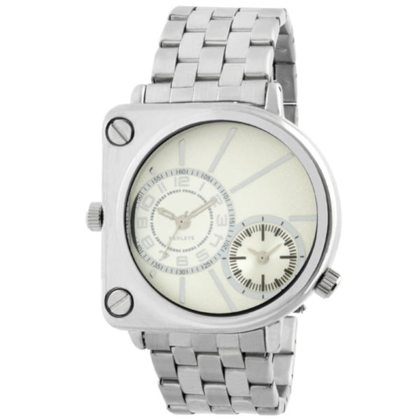 Henleys Men's Silver Oversized Dial Bracelet Watch Clothing