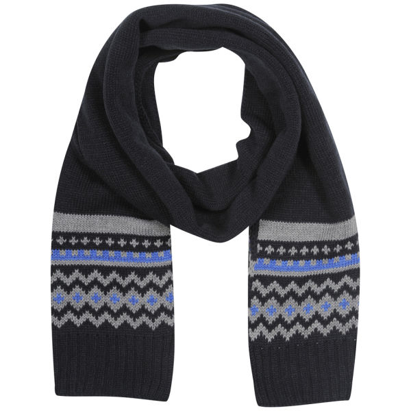 Men's Patterned Scarf - Navy & Grey Clothing | TheHut.com