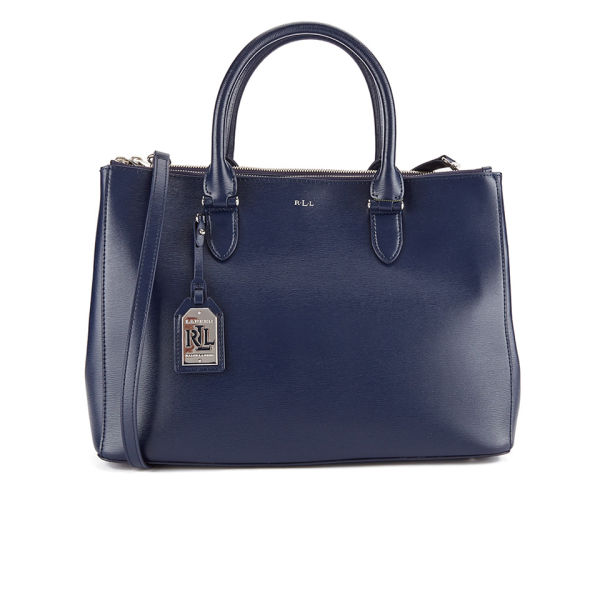 Lauren Ralph Lauren Women's Newbury Double Zipper Satchel Bag Navy